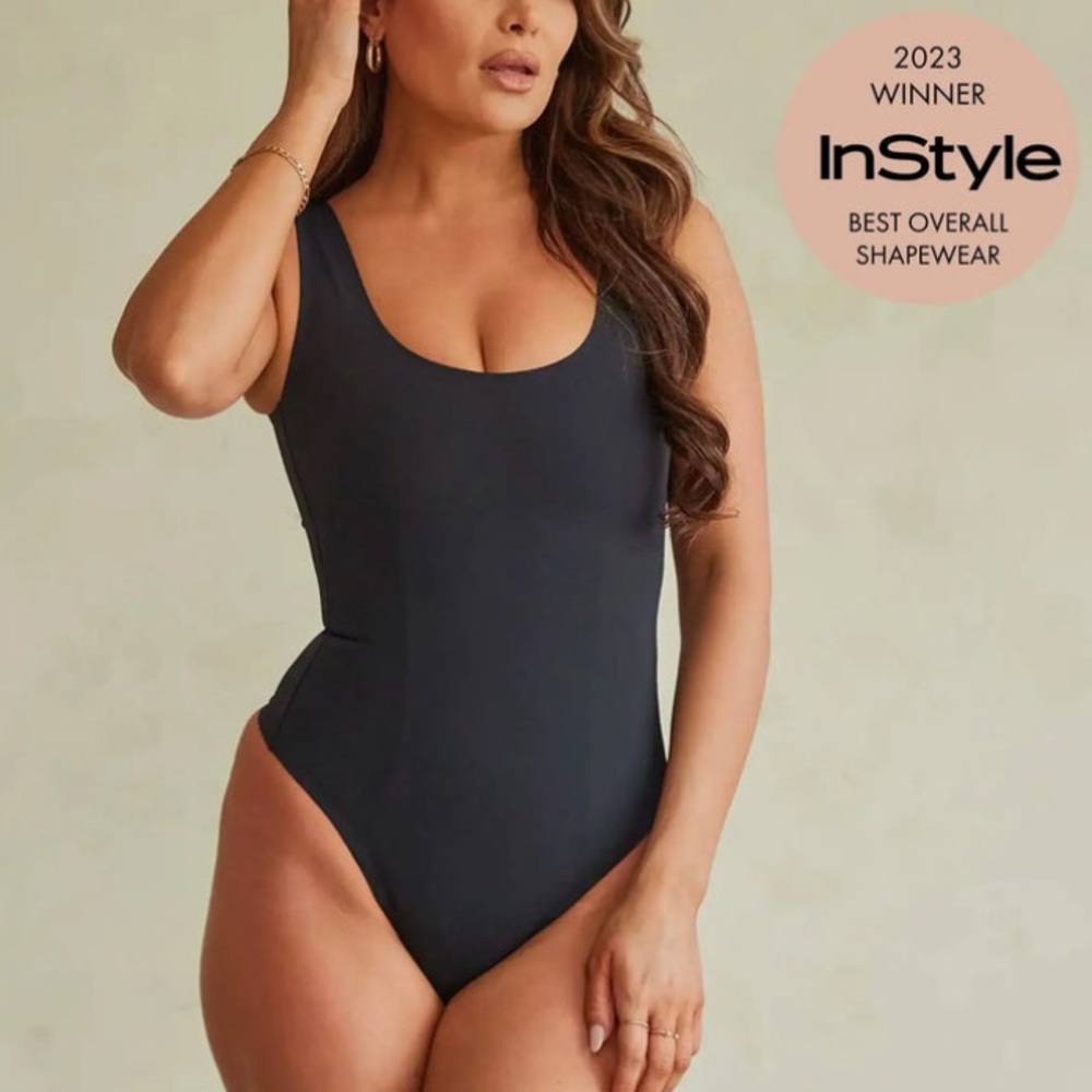 NWOT Pinsy scoop tank hourglass shapewear thong bodysuit in black 1XL long